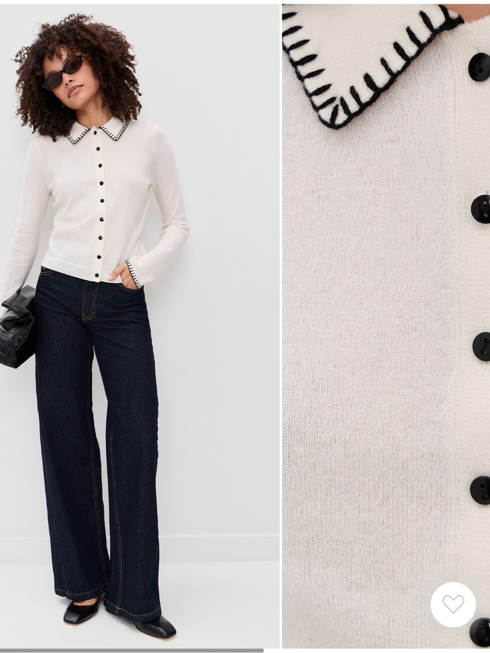NWT • Reformation Florentina Whipstitch Cashmere Collared Sweater in gossamer/bl
